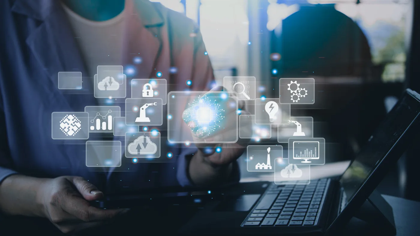 Conceptual image of connected software and digital tools